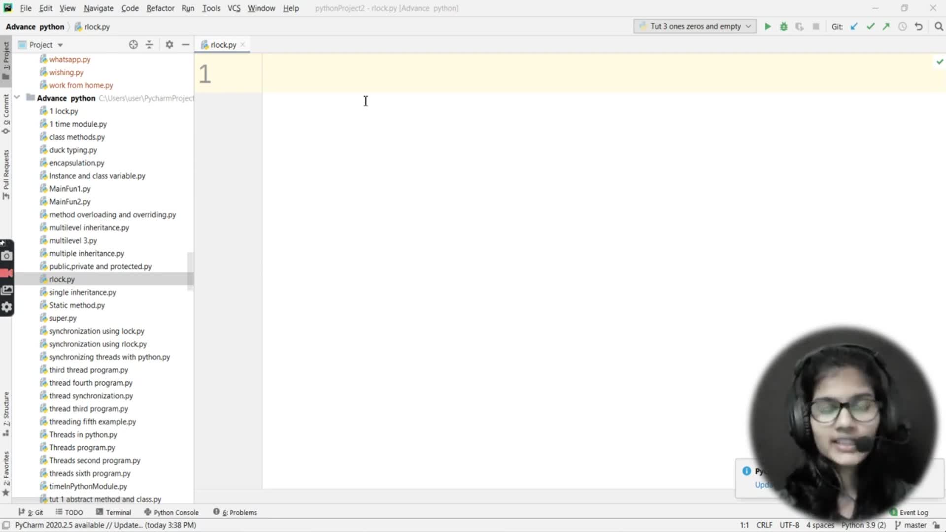 Part 62 | thread synchronization using rlock in python | ML Tutorial ...
