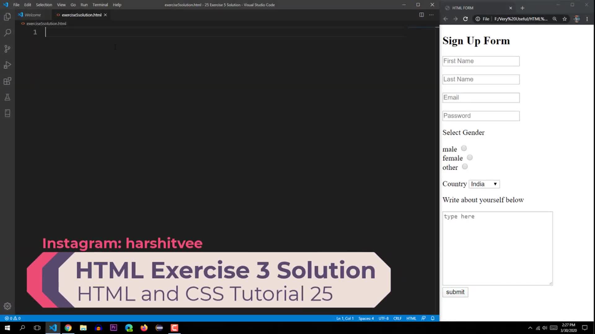 Class 27 - Exercise 3 Solution (HTML and CSS tutorial 25)