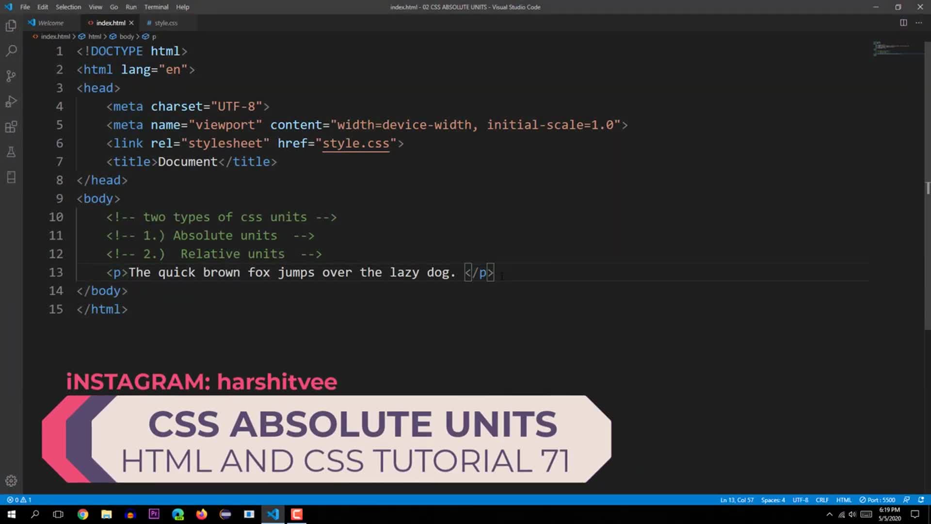 Class 73 - CSS absolute Units (HTML and CSS Tutorial 71)