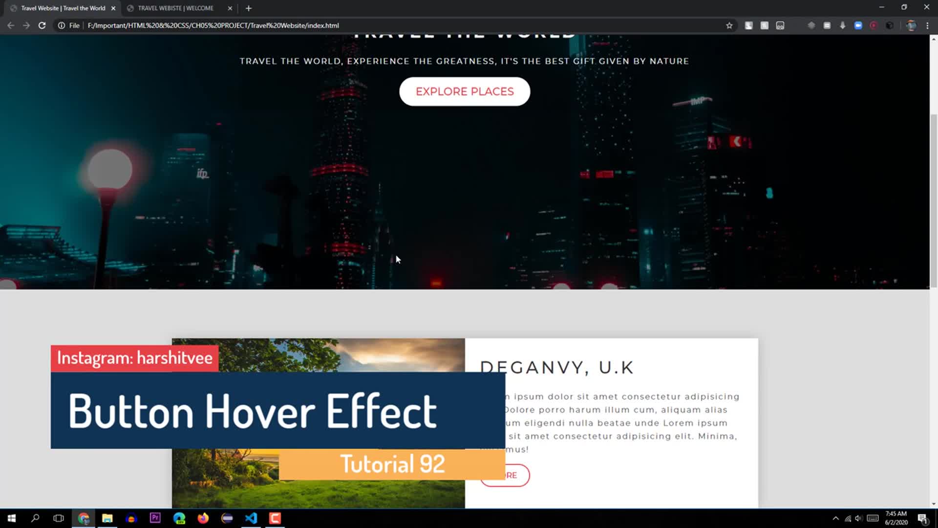 Class 94 - CSSP1 #14 button hover (HTML & CSS Tutorial in Hindi 92)